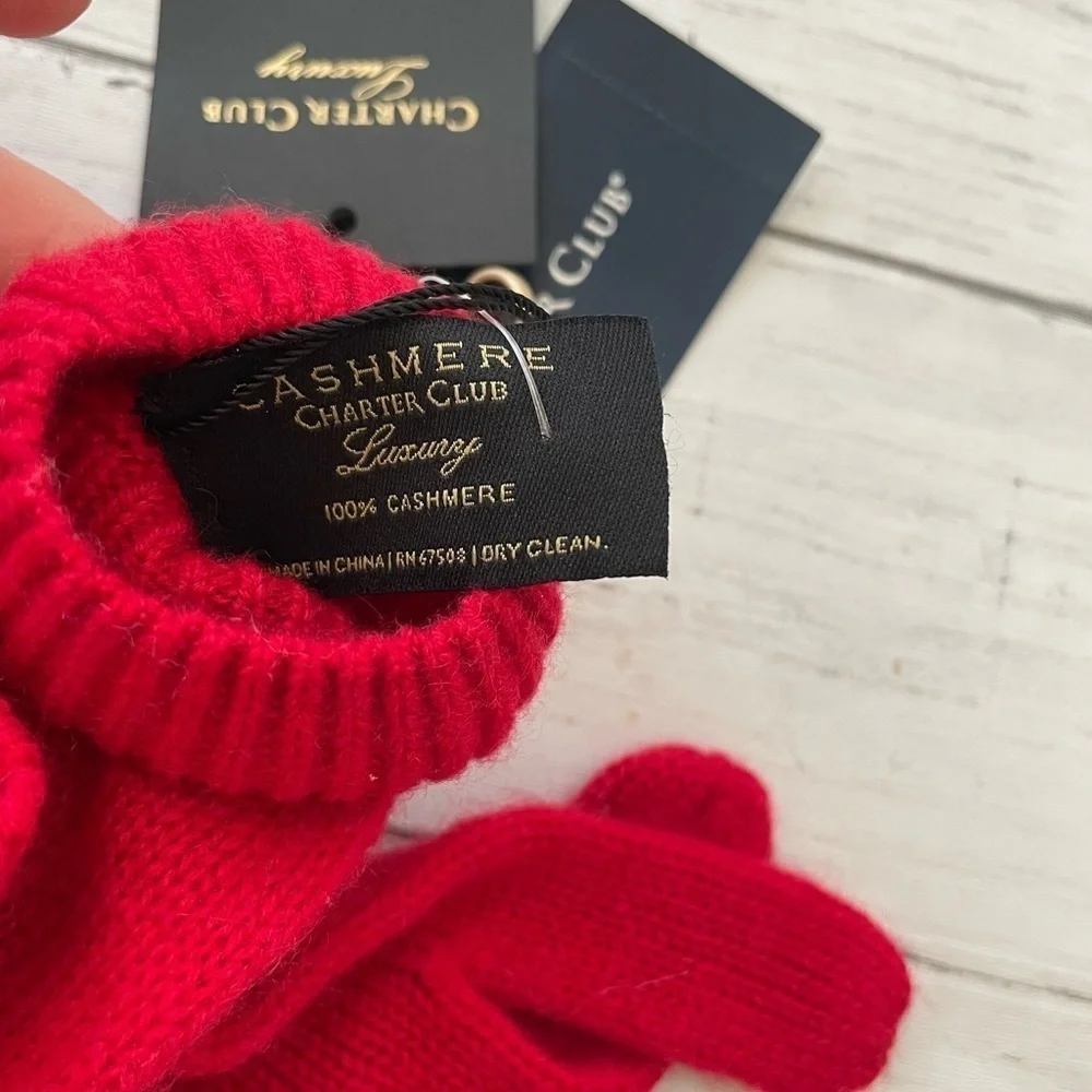 Touch Screen Compatible Gloves Charter Club 100% Cashmere Red One-Size NWT - Picture 11 of 11